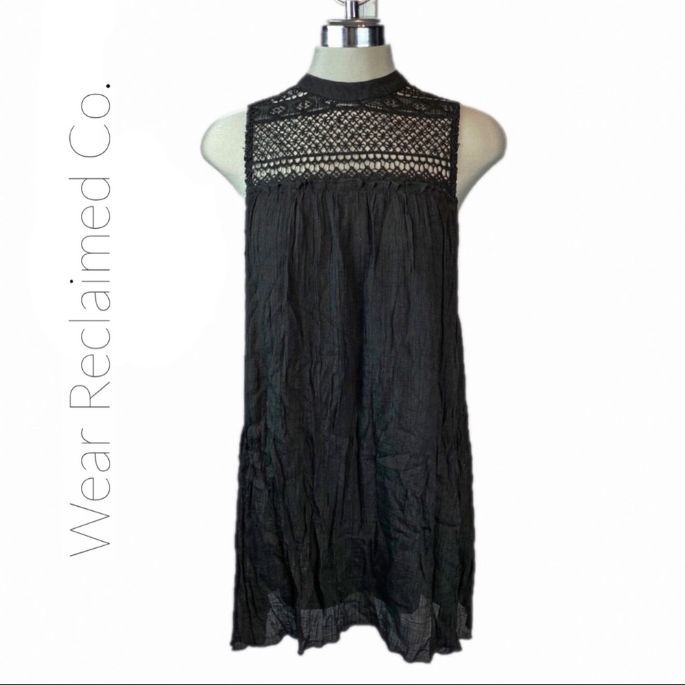 REBELLION Black Shift Tunic Dress w/ Lace Bodice